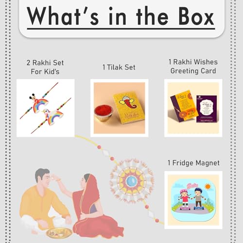 CraftVatika Rakhi for Brother Kids Rakhi Set of 2 for Brother Boy Sister Girls Kids, Rakhi with Fridge Magnet, Rakhi Set of 2 for Boy Girls Kids, Fridge Magnet for Fridge Door Decor (Type 1) - Image 3