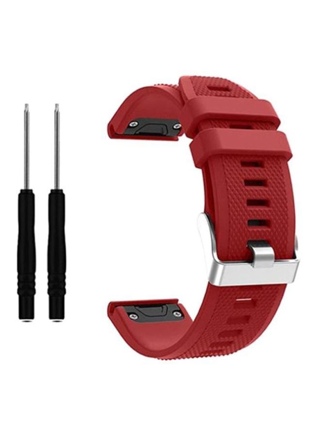 NIBEMINENT Silicone Band For Garmin Fenix 5 Red  - Image 1