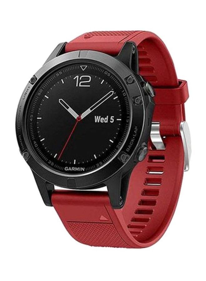 NIBEMINENT Silicone Band For Garmin Fenix 5 Red  - Image 3