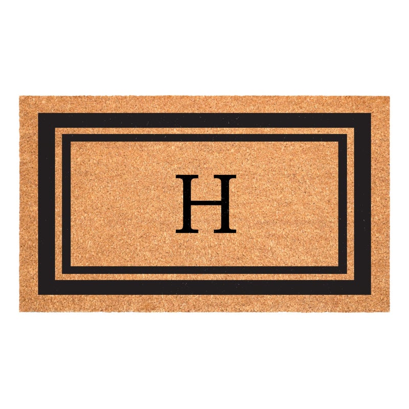Calloway Mills 152961830H Black Border 18" x 30" Monogram Doormat, (Letter H) - Image 1