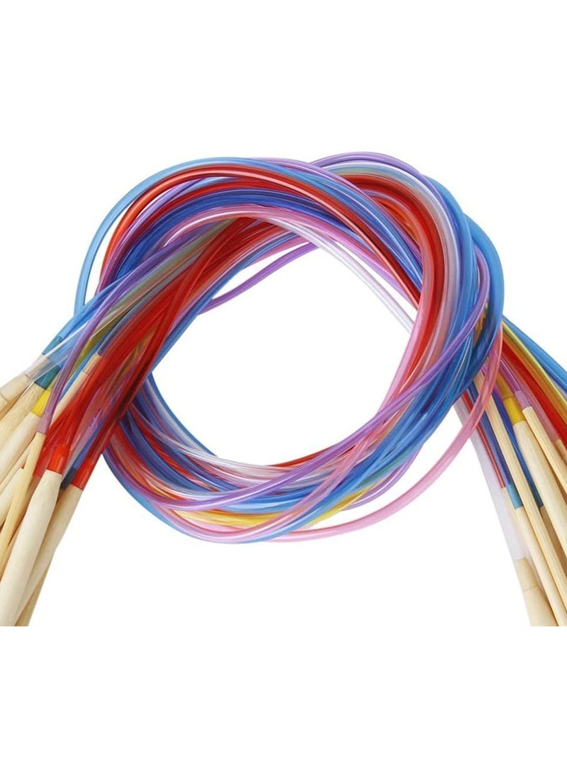 18Pcs Circular Knitting Needles Set 80cm Bamboo Plastic Tube with 18 Sizes 2mm to 10mm for Smooth Yarn Glide DIY Knitting Crochet Hooks Soft Double Cusp Sewing Needles Professional - Image 5