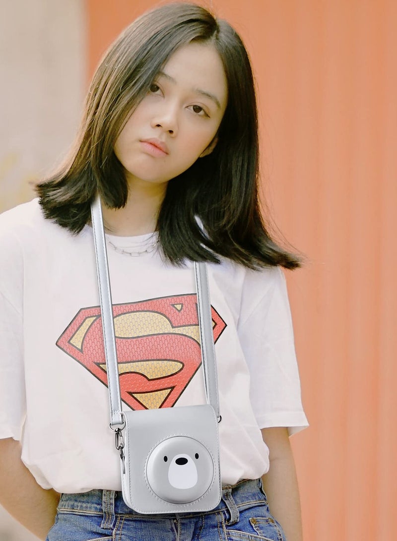 PU Leather Protective Case for Fujifilm Instax Mini 12/Polaroid Mini 12 Instant Camera, Removable Design with Adjustable Shoulder Strap for Easy Carrying and Protection. - Image 5