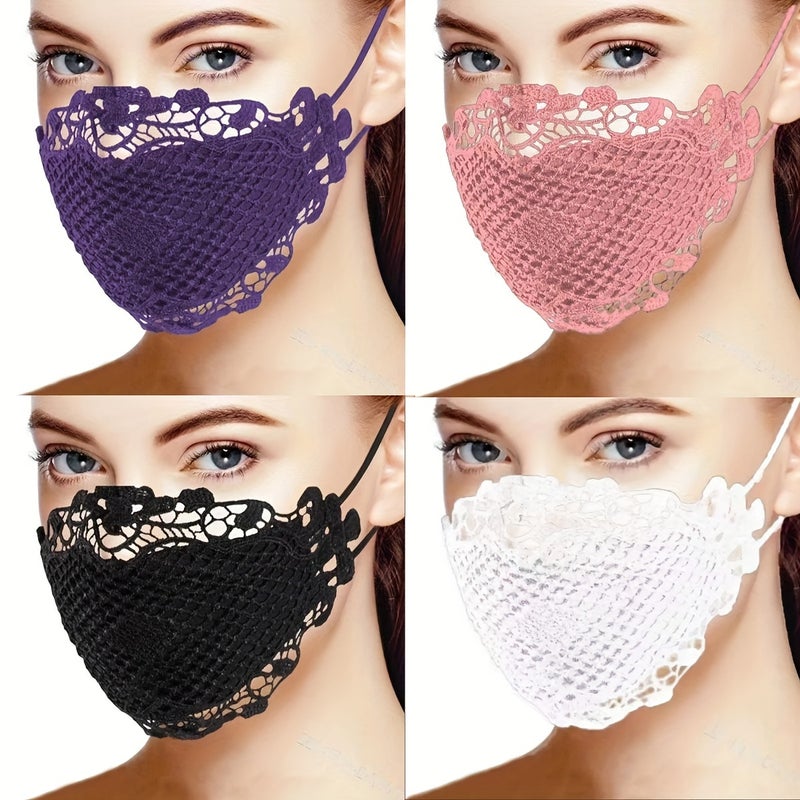 Elegant Lace Face Mask Set - 4/6 Pack, Breathable, Washable, Embroidered - Perfect for Summer Outings, Driving, and Parties - Image 1