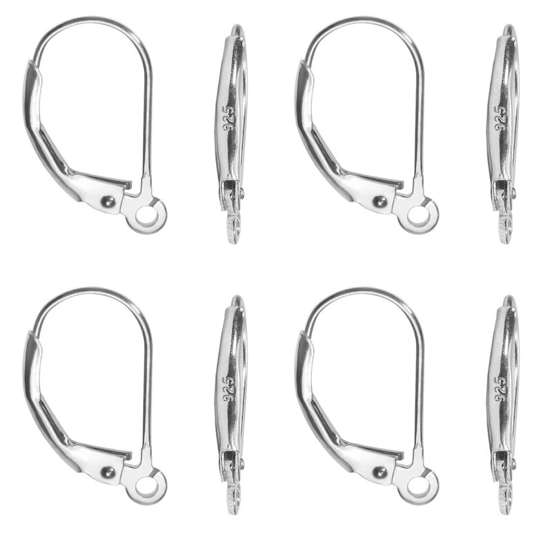 TOAOB THE ONE AND ONLY BABY TOAOB 8pcs 925 Sterling Silver Leverback French Earring Hooks Silver Hypoallergenic Dangle Earwire Findings 16x9mm with Jump Rings for Jewelry Making