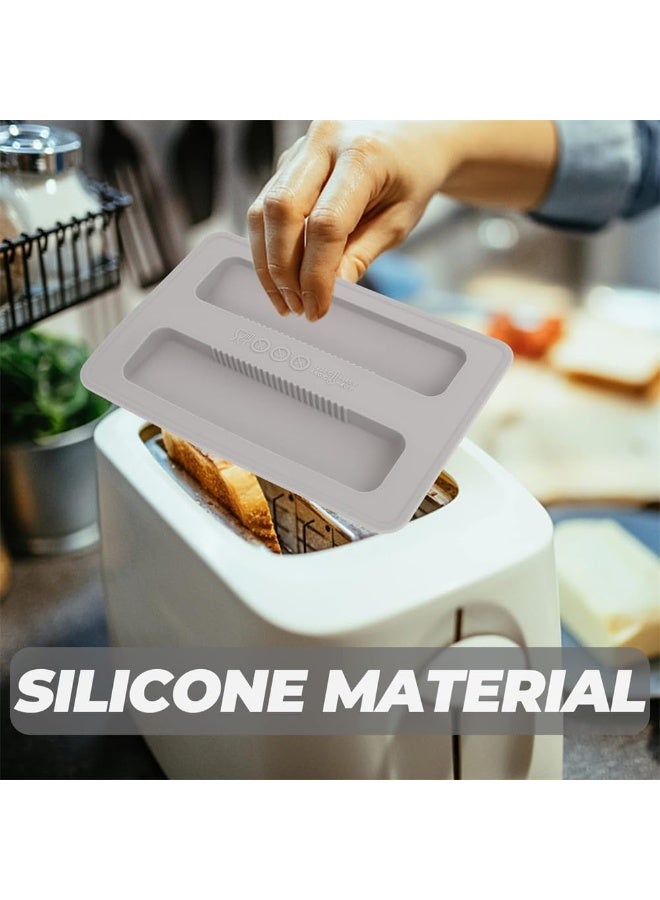قطعتان من غطاء محمصة الخبز المصنوع من السيليكون، غطاء حماية من الأوساخ في المحمصة، غطاء علوي لجهاز المحمصة، غطاء واقي لصانعة الخبز، ملحقات أجزاء آلة الساندويتش (رمادي) - Image 5