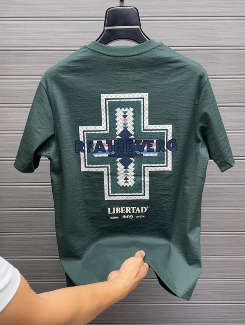 New Top T-Shirt Hong Kong Style Short-Sleeved Summer Loose Washing Men'S Casual All-Match Fashion Trendy Simple Style - Image 1