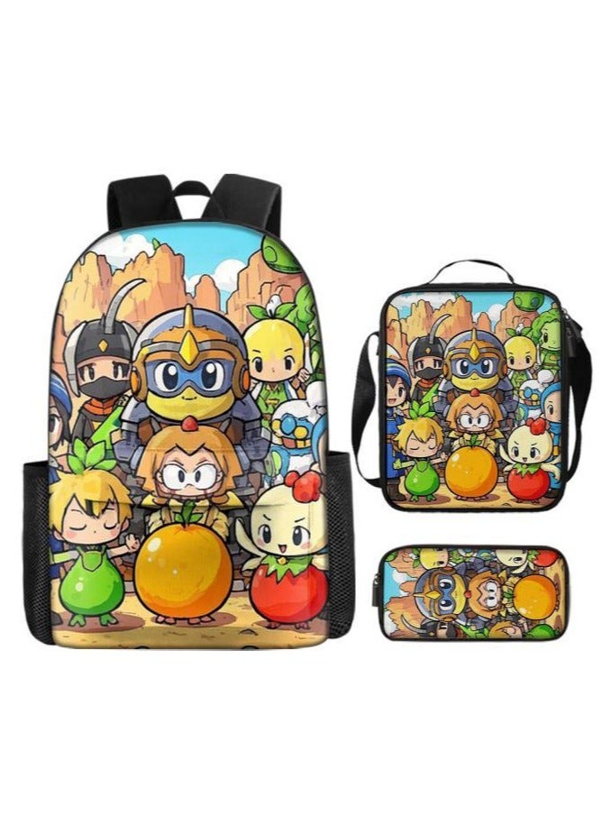 Cartoon three-piece schoolbag with front pocket - 448