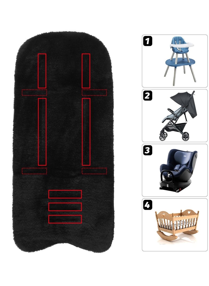 Captaintech Winter Warm Baby Stroller Cushion (78 X 35Cm), Universal Newborn Carriage Cushion Faux Sheepskin Baby Seat Pad Soft Baby Seat Liner Newborn Stroller Cushion Comfortable Winter Cushion For Stroller - Image 2