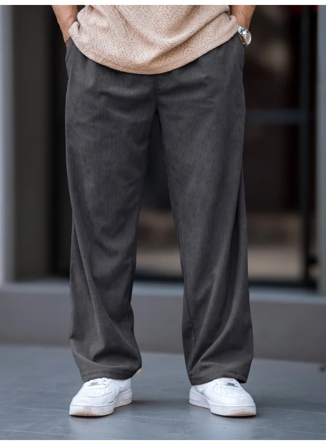 مانياك بنطلون رياضي رجالي مانياك من قماش الكوردروي بلون فضي رمادي