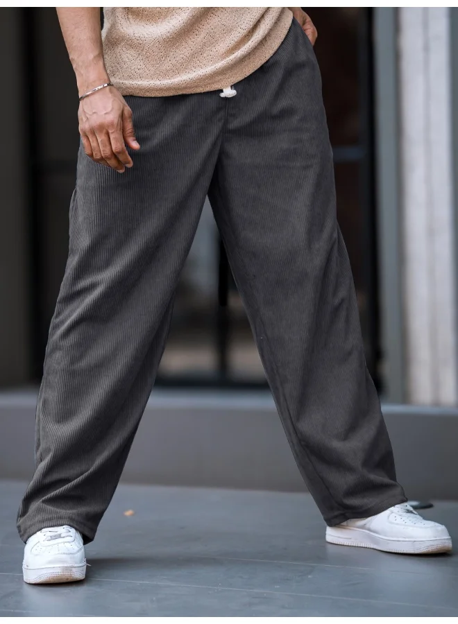 Maniac  Maniac Mens Solid SilverGrey Corduroy Fabric Trackpant for Men | Best Price UAE