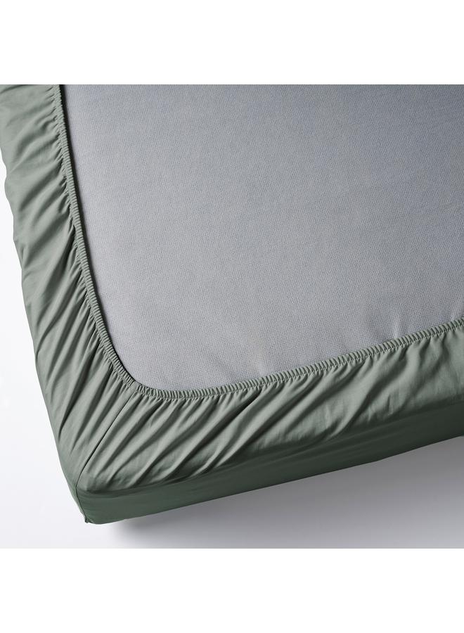 Zaboon Fitted sheet, grey-green, 160x200 cm - Image 4