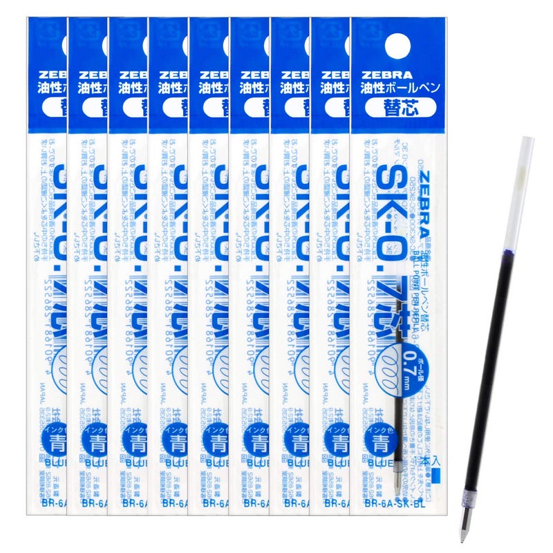 Zebra Pen Zebra B-BR-6A-SK-BL Clip-on Oil-Based Ballpoint Pen Refill, SK-0.7 Core, Blue, 10 Pieces - Image 1