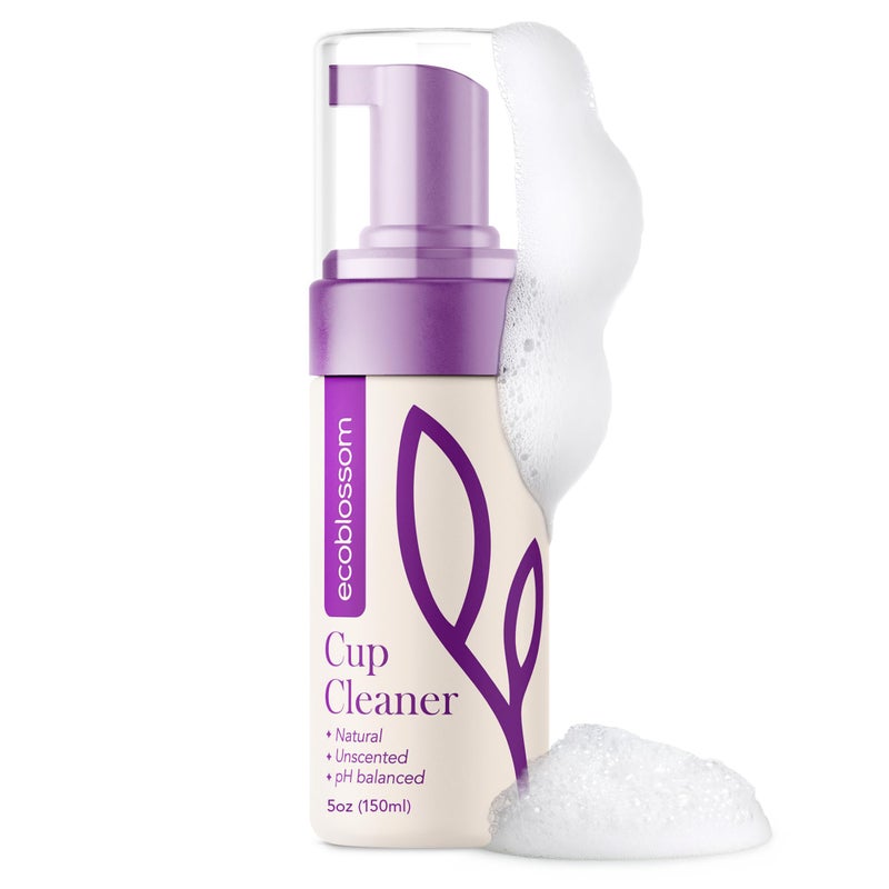 EcoBlossom Menstrual Cup Cleaner Unscented Foaming Sterilizer Wash for Silicone Period Discs Wipes Clean Organic Ingredients Natural pHBalanced 5oz