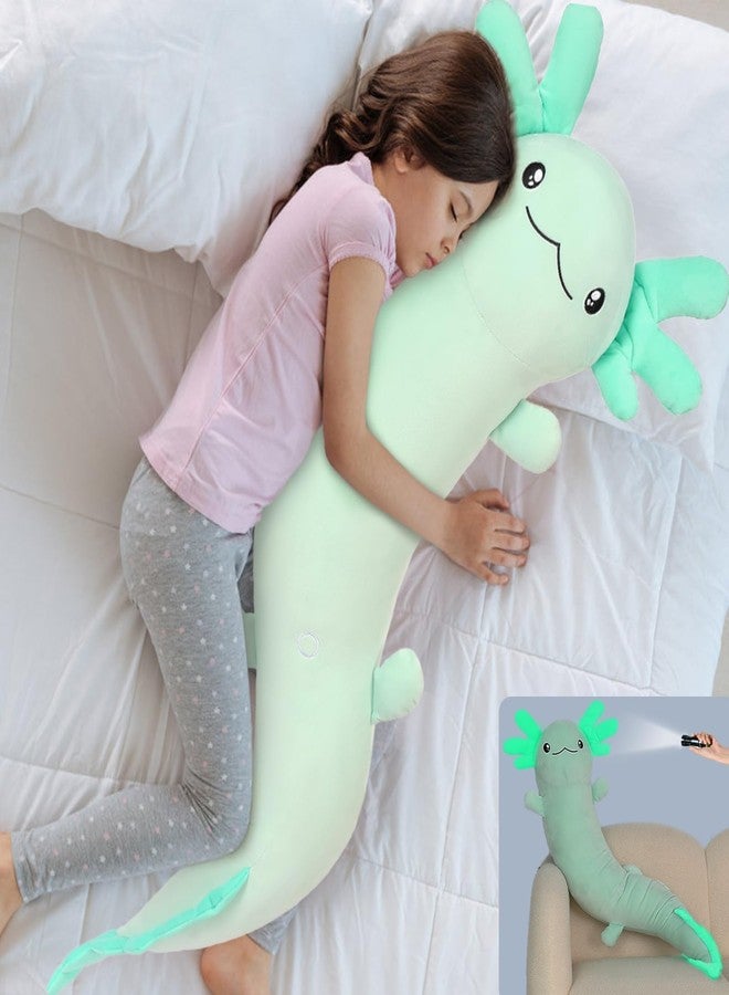 MaoGoLan Giant Axolotl Plush Stuffed Animal,Big Salamander Plush Pillow Toy,Jumbo Stuffed Salamander Body Pillow for Kids, Axolotl Plushies Glow in The Dark,Holiday Birthday Gifts Green - Image 1