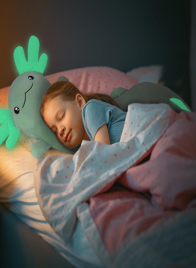 MaoGoLan Giant Axolotl Plush Stuffed Animal,Big Salamander Plush Pillow Toy,Jumbo Stuffed Salamander Body Pillow for Kids, Axolotl Plushies Glow in The Dark,Holiday Birthday Gifts Green - Image 2