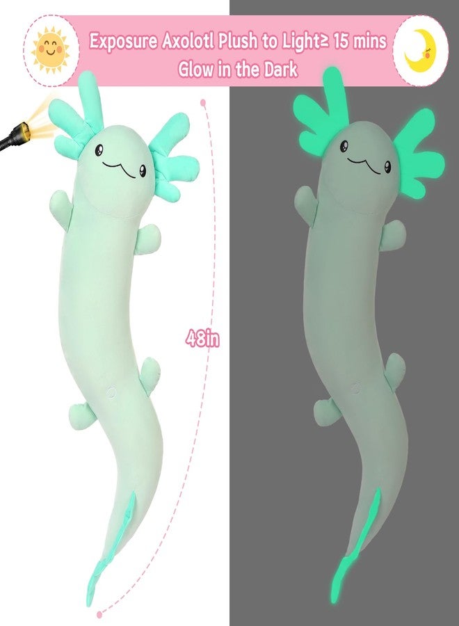 MaoGoLan Giant Axolotl Plush Stuffed Animal,Big Salamander Plush Pillow Toy,Jumbo Stuffed Salamander Body Pillow for Kids, Axolotl Plushies Glow in The Dark,Holiday Birthday Gifts Green - Image 3