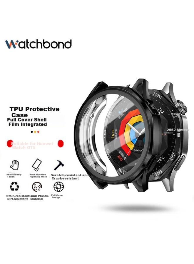 Watchbond Tpu Full Protection Case For Huawei Watch Gt5, Men's Style, 46mm, Topaz Blue, Screen Protection, Wear-resistant Film - Image 1