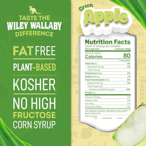 Wiley Wallaby Licorice 10 Ounce Classic Gourmet Soft  Chewy Australian Green Apple Licorice Candy Twists 1 Pack - Image 5