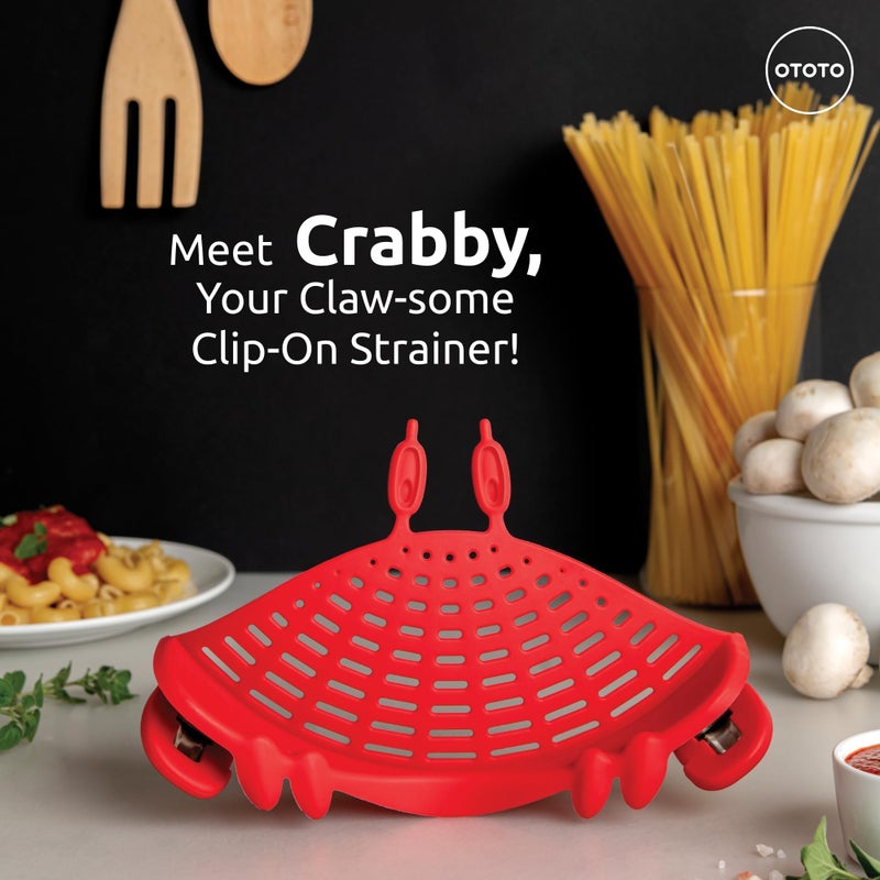 OTOTO NEW Crabby Clip-On Strainer by OTOTO - Silicone and Stainless Steel Pasta Strainer, Funny Gifts, Cute Kitchen Accessories, Red Crab, Cool Kitchen Gadgets - Image 3