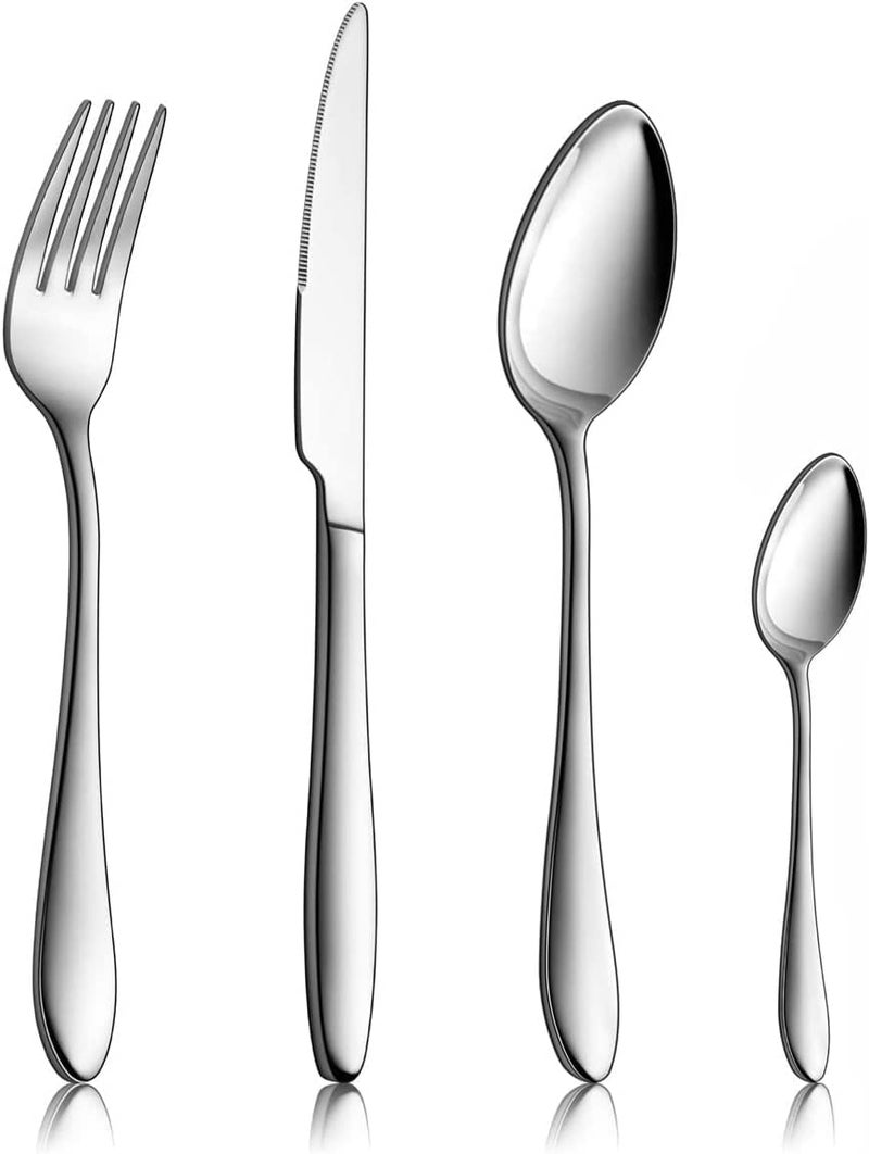 HaWare 32 Piece Cutlery Flatware Set 100 Durable Stainless Steel Silverware with Knife Spoon Fork Service for 8 Dishwasher SafeMirror Polished Elegant Series