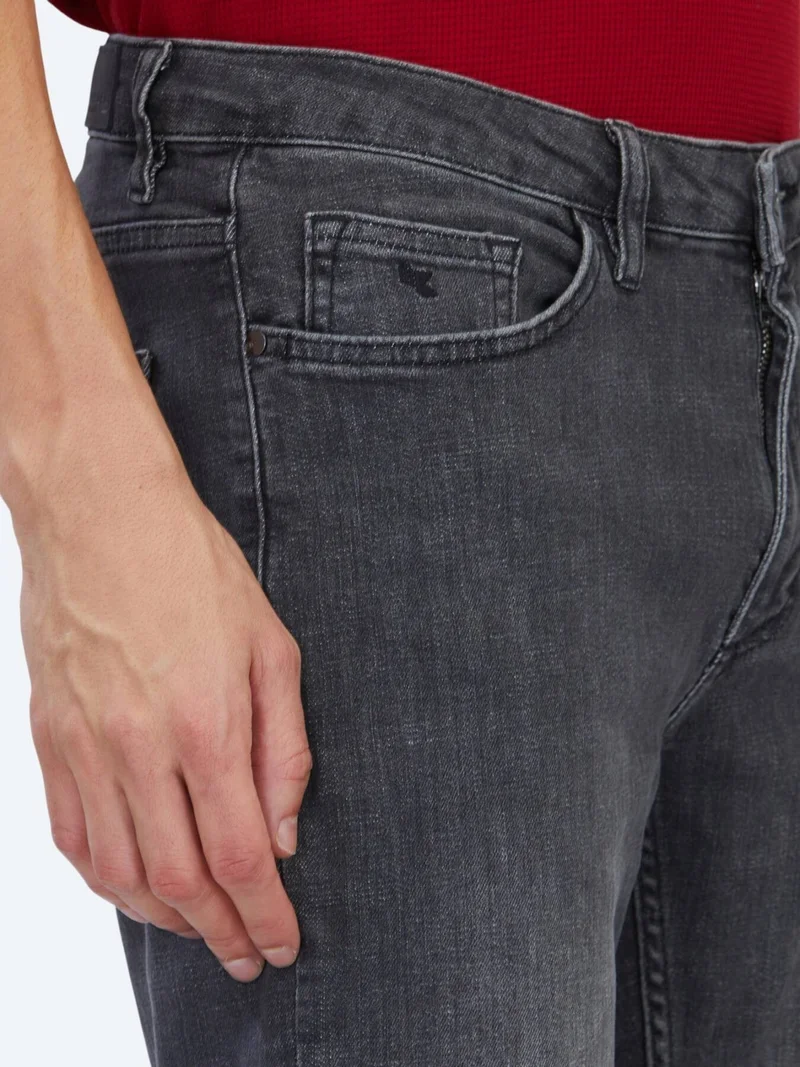 Kip Grey Slim Fit Denim Cotton Blended Trousers