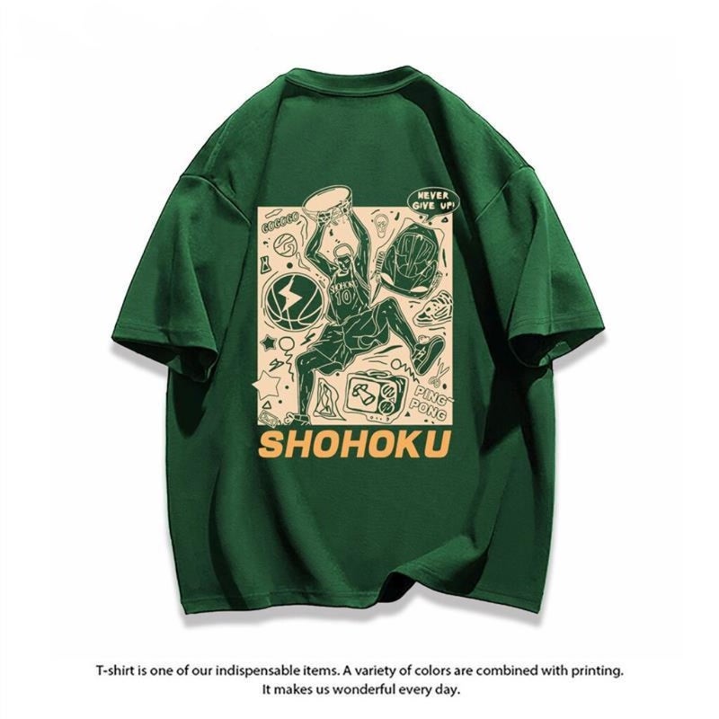 Extra large size 150kg SLAM DUNK pure cotton short-sleeved T-shirt men's fashion brand Internet celebrity same style sports and leisure printed top - Image 1