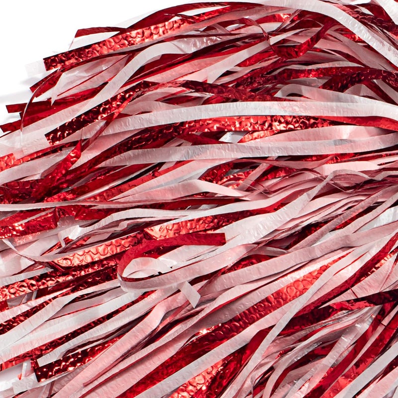 Anderson's Metallic Red and White Foil Textured School Spirit Shakers, Cheerleader Pom Poms, Football Basketball Homecoming, Squad, Team, Party, Dance, Club, Performance, Fan Celebration Pack of 10 - Image 4