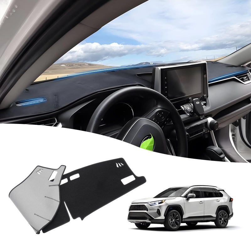 Powerty Dashboard Cover for Toyota RAV4 2025 2024 2023 2022 2021 2020 2019 Dash Cover Carpet Sunshield Protector Velvet Without HUDHeadup Display