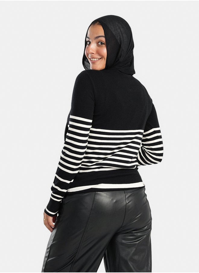Clue - Wool Pullover with Stripes - Image 1