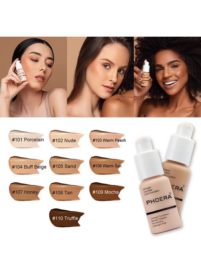 Phoera ® Full Coverage Foundation Soft Matte Oil Control Concealer 30Ml Flawless Cream Smooth Long Lasting Aq (106 Warm Sun) - Image 5