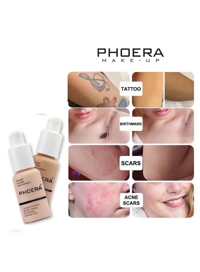 Phoera ® Full Coverage Foundation Soft Matte Oil Control Concealer 30Ml Flawless Cream Smooth Long Lasting Aq (106 Warm Sun) - Image 4