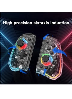 LinYuvo LinYuvo KS40 Transparent Style Wireless Joy-pad with 8 Color LED for Switch/NS OLED,Turbo Function Controller Joystick for Lite(Transparent White)  - Image 3