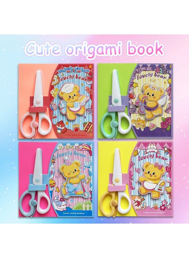 4pc set of bright handmade cut entertainment set, Monterey education paper cut daily life classroom outdoor party activities, square shapes, birthday gifts, school supplies origami editing enthusiasts beginners beginners include a pair of plastic scissors  - Image 4