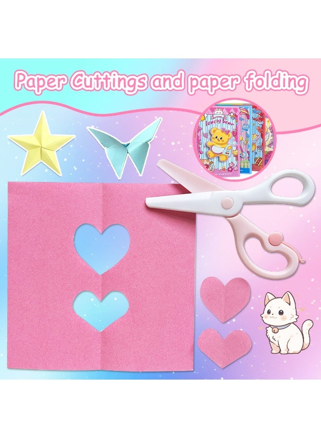 4pc set of bright handmade cut entertainment set, Monterey education paper cut daily life classroom outdoor party activities, square shapes, birthday gifts, school supplies origami editing enthusiasts beginners beginners include a pair of plastic scissors  - Image 5