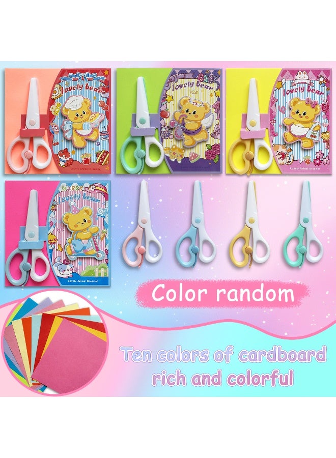 4pc set of bright handmade cut entertainment set, Monterey education paper cut daily life classroom outdoor party activities, square shapes, birthday gifts, school supplies origami editing enthusiasts beginners beginners include a pair of plastic scissors  - Image 1