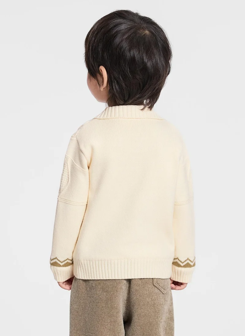 بالابالا كنزة صوفية للأطفال الصغار بياقة