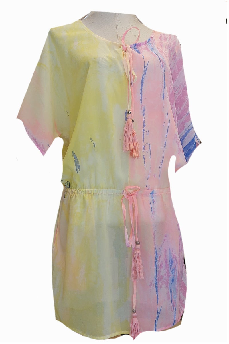 Women summer ch short chiffon dress blouse coverup for beach
