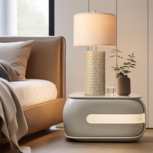 PARTPHONER 23" Modern Ceramic Table Lamp Set of 2, Table Lamps for Living Room, Rustic Farmhouse Bedside Lamps Nightstand lamp for Bedroom, Desk Lamp for End Table Home Decor Beige - Image 5