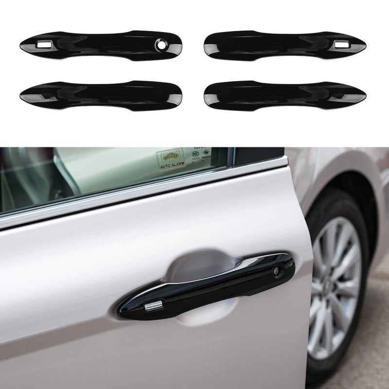 CKE Compatible with Toyota Camry Corolla Avalon Pruis Accessories Sporty Car Auto Exterior Door Handle Cover Trims with 2 Smart Entry Holes -Glossy Black