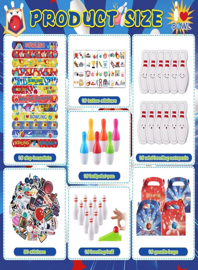 Vanblue 122 Pcs Bowling Party Favors Set Gift Birthday Decorations for Kids Classroom Rewards Mini Bowling Game Toy Set, Ballpoint Pen Goodie Bag Fillers and School Prizes - Image 3