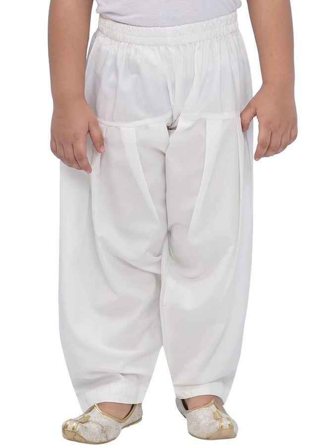 AJ DEZINES Kids Regular Mid Rise Ethnic Wear Solid White Pajama Pant (PJ-001-WHITE-2), 2-3 Years - Image 1
