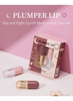 Kormesic 2Pcs Natural Lip Plumper - Plant Extracts Plumping Lip Oil Including Day and Night Lip Oil to Fuller & Hydrated Lip,Reduce Fine Lines(3.5MLX2)  - Image 2