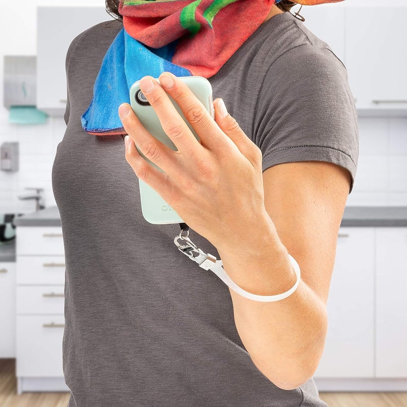 مرساة هاتف نايت آيز هيتش + حزام مطاطي، مشابك حبل تعليق قابلة للتعديل للهاتف، حقيبة سماعات أذن/معقم يدين/مرطب شفاه/نظارات شمسية، أبيض لامع - Image 5