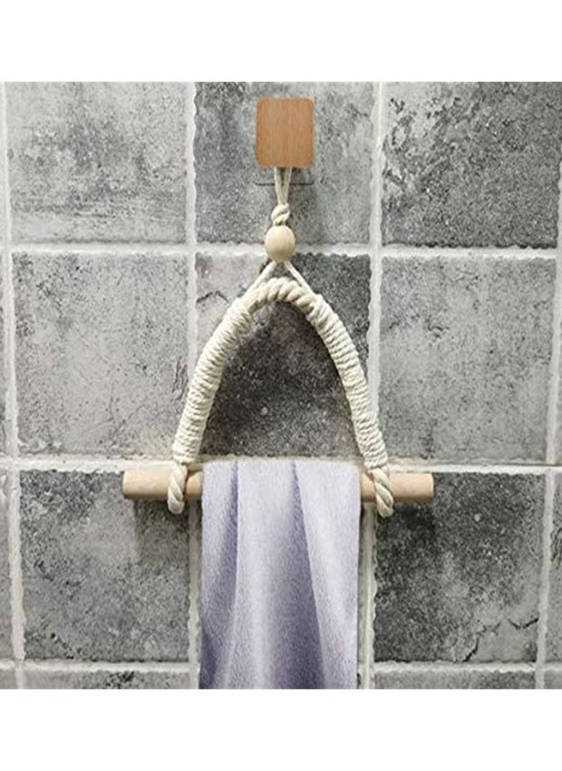 Generic - Toilet Roll Holder, Antique Rope Style Jute Towel and Tissue Paper Roll Holder, Wall Mounted Toilet Paper Wood Roll Holder, Home Bathroom Kitchen Country House Retro Decoration, 1 Pcs - Image 1