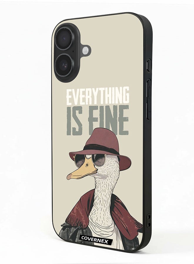 Covernex Apple iPhone 16 Plus Protective Case Cover Printed Featuring Everything is Fine Stylish Ostrich - Image 1