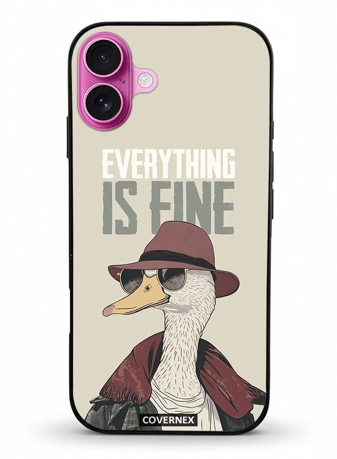 Covernex Apple iPhone 16 Plus Protective Case Cover Printed Featuring Everything is Fine Stylish Ostrich - Image 2