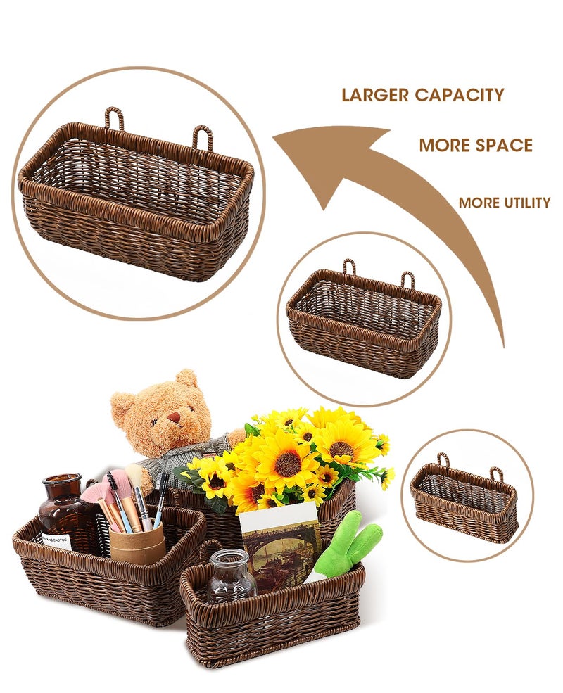 AceList Wall Hanging Basket, Boho Style Hand-Woven Hanging Storage Baskets - Set of 2, Ideal for Boho Room Decor, Kitchen, Garden, and Living Room(Brown) - Image 4