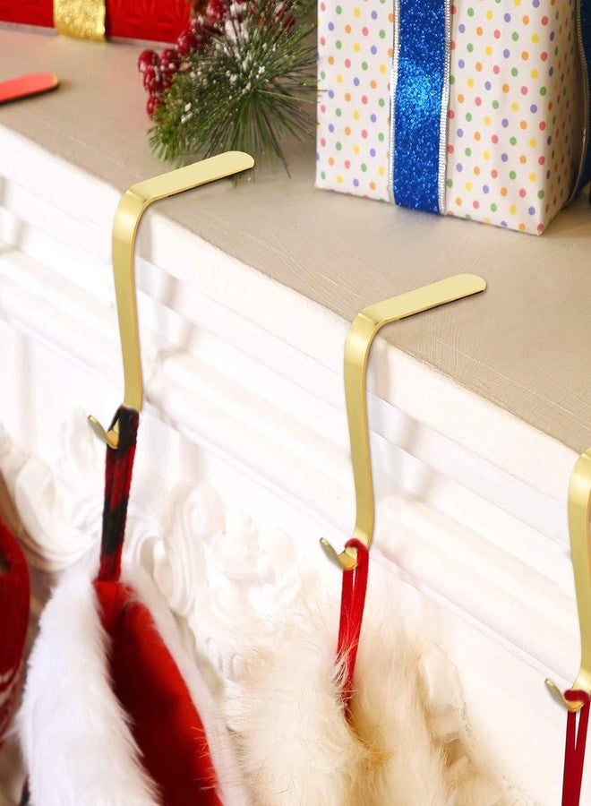 Poualss 8pcs Christmas Stocking Holders Metal Stocking Hangers Non-Slip Christmas Stocking Hooks for Fireplace Mantle (Gold) - Image 4