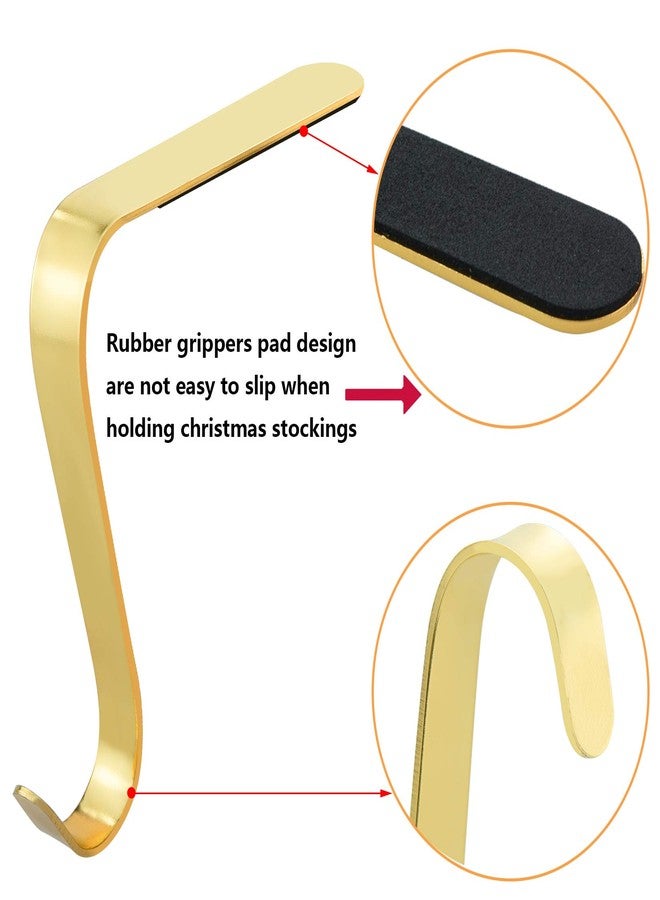 Poualss 8pcs Christmas Stocking Holders Metal Stocking Hangers Non-Slip Christmas Stocking Hooks for Fireplace Mantle (Gold) - Image 3