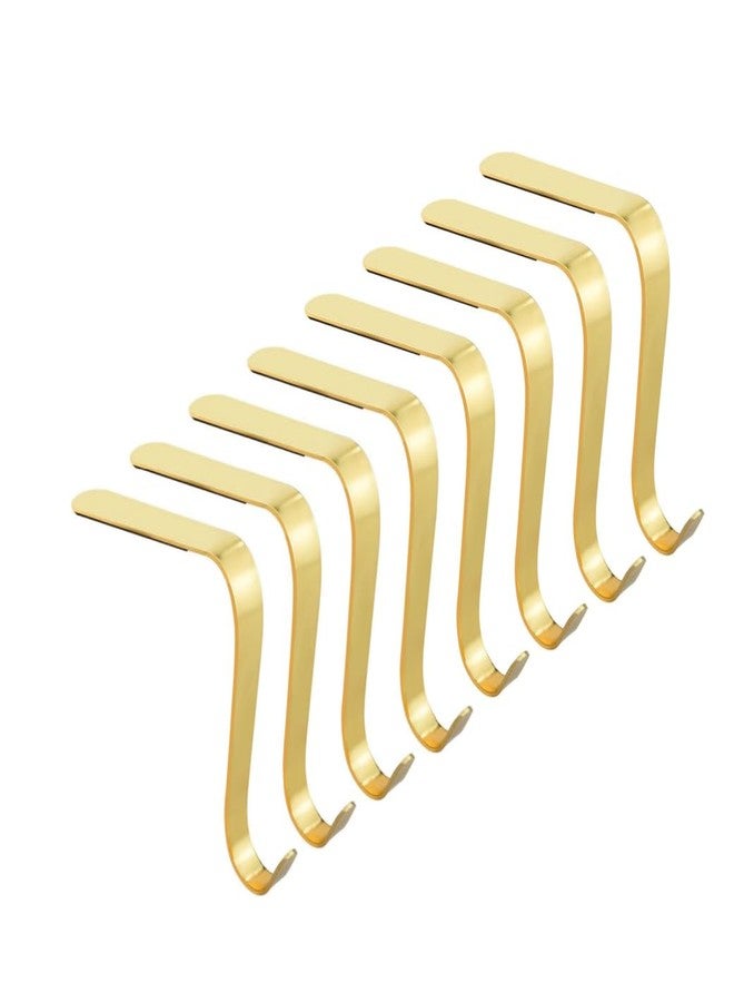 Poualss 8pcs Christmas Stocking Holders Metal Stocking Hangers Non-Slip Christmas Stocking Hooks for Fireplace Mantle (Gold) - Image 1
